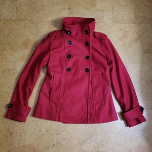 Gap Woman's Red High Neck Wool Pea coat S